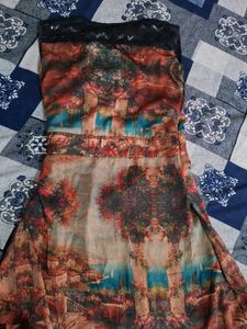 Vintage Print Maxi Dress