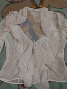 Ruffled White Blouse