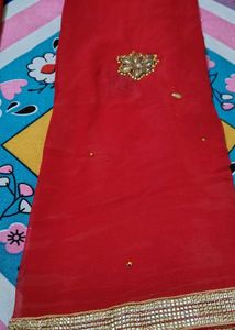 Red Embroidered Salwar Suit With Dupatta