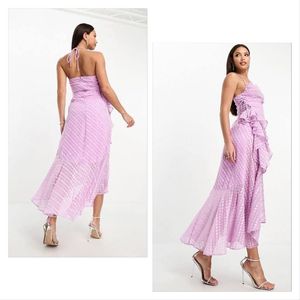 Lilac Ruffle Midi Dress