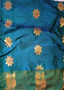 Bottle Green Semi Paithani Golden Work Saree