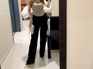 Chic Satin Cargo Pants | Black