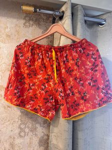 Red Floral Print Shorts- Waist- 30 Strechable