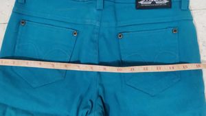Teal Blue cotton denim pant