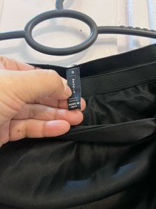 Black Midi A-Line Satin Skirt