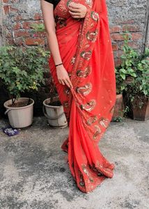 Elegant Orange Saree