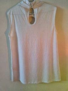 Pantaloons White Sleeveless Formal Top