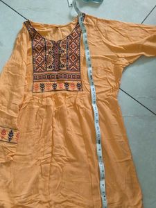 Women Flared Embroidered Casual Long Kurti