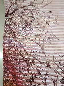 Striped Scarf with Tree Branch Design