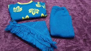 Cute Kids Blue Leaf winter cord set with pochun