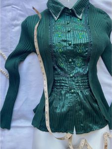 Green Embellished Top &amp; Cardigan