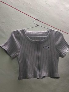 Ribbed Crop Top with Zipper