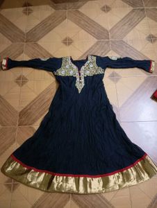 Elegant Black Embroidered anarkali kurta