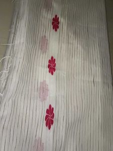 Red Phool Saree Cotton
