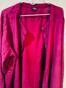 ₹190 Women Burgundy Solid Casual Shirt - XL