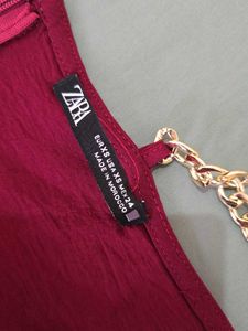 ZARA Gold Chained Burgundy Jumpsuit