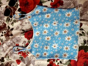 Daisy Printed Blue Tank Top