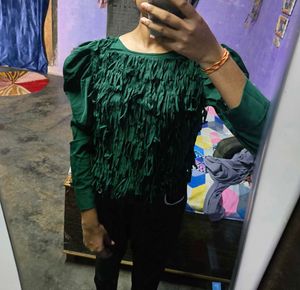 Green Fringe Top
