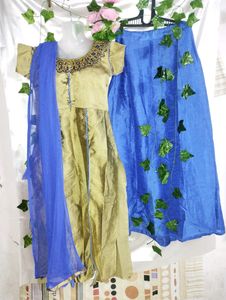Ethinic Gown Type Kurta With Skirt And Shawl