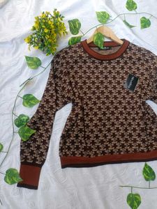 Vintage Pattern Knit Sweater 🤎