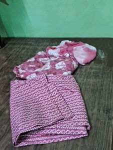 Pink Printed Kameez Salwar Dupatta New