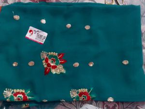 Red Floral Print Saree with Blouse