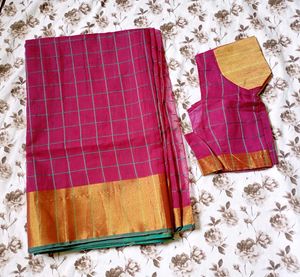Traditional Checked Silk Saree