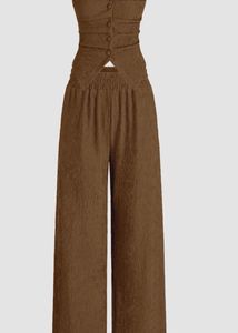 Brown High Waisted Cutout Pant