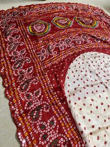 Bandhani Saree - Red & White ( Price Negotiable )