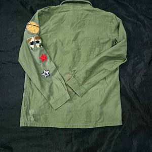 Embroidered Army Green Shirt|vintage|rugged