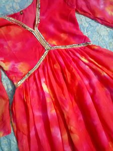 Pink &amp; Orange Anarkali