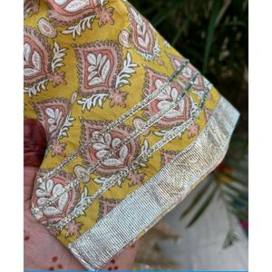 Yellow Angrakha Kurti With Pant