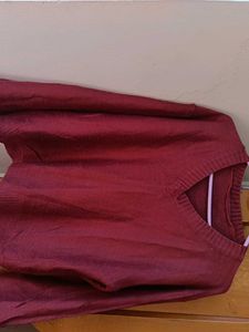 Burgundy V-Neck Knit Sweater