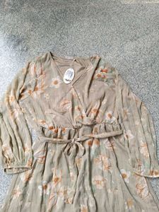 PlusS Floral Print Midi Dress, 3XL SIZE