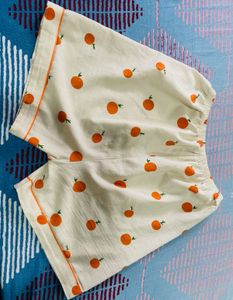 Cute Orange Print Night Suit