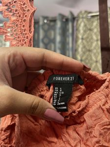 Peach Forever 21 Lace Crop Top.