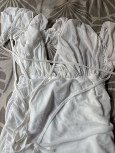 White Halter Mini Dress