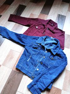 Denim & Maroon Jacket Set combo✨