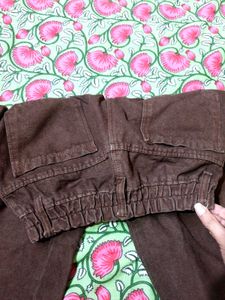 Brown Wide Leg Cargo Pants