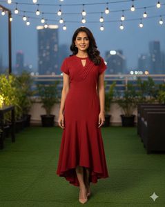 Pintrest Branded Elegant Red Midi Dress