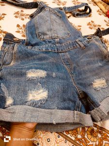 Denim Dungaree Shorts