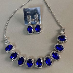 Blue Jewel Necklace &amp; Earring Set