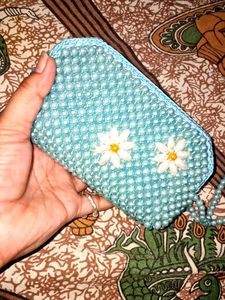 Beaded Pouch with Floral Detail