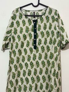 Green Floral Print Kurta
