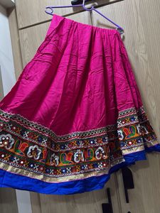 Pink Ethnic Skirt with Embroidery