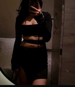 Black Cutout Slit Mini Dress