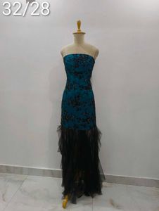 Elegant Teal &amp; Black Gown