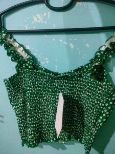 Green Floral Crop Top