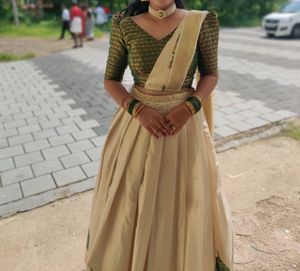 Latest Model Kerala Tissue Mural Paint Half Saree
