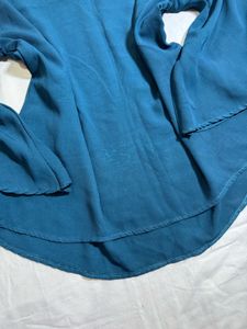 Blue Flared Sleeve Top